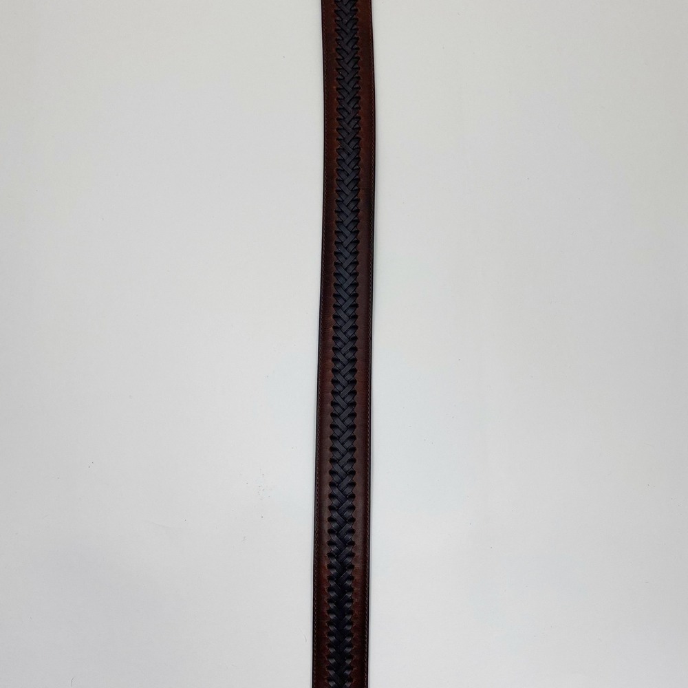 Columbia Woven Inlay Stitched Leather Casual Belt Mens 44 Brown - Picture 8 of 9